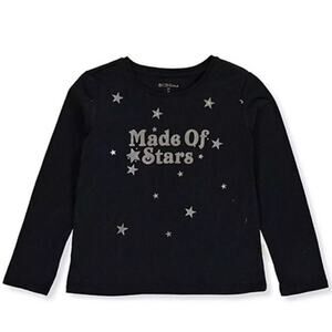BCBGirls Long Sleeve Graphic Print Tee "Made of Stars" in Black Size 6X MSRP $26